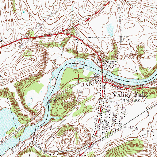 Topographic Map of Valley Falls Village Wastewater Treatment Facility, NY