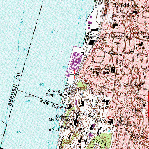Topographic Map of Yonkers Joint Wastewater Treatment Plant, NY