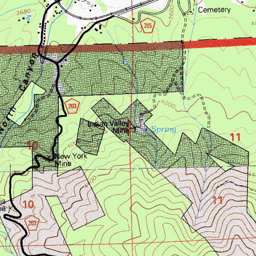 Topographic Map of Indian Valley Mine, CA