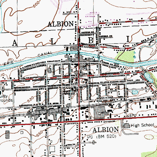 Topographic Map of Albion Post Office, NY
