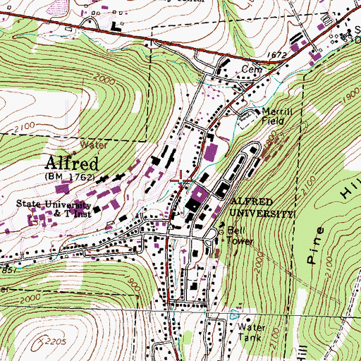Topographic Map of Alfred Post Office, NY