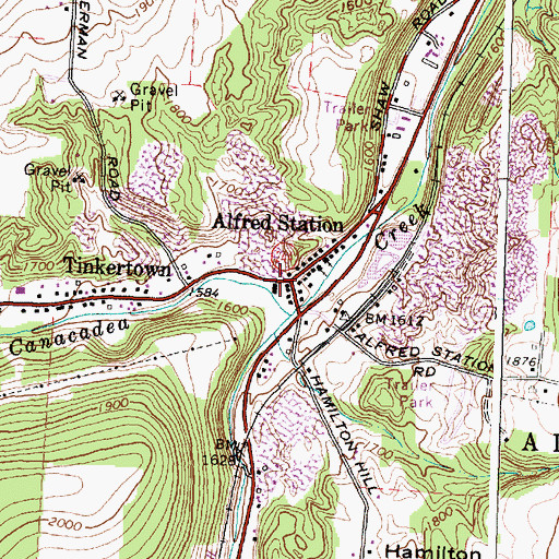 Topographic Map of Alfred Station Post Office, NY