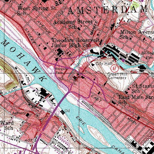 Topographic Map of Amsterdam Post Office, NY