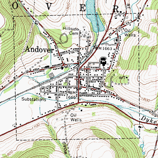 Topographic Map of Andover Post Office, NY