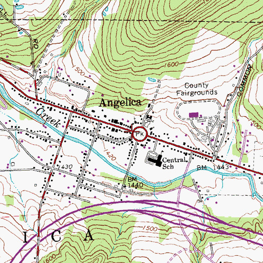 Topographic Map of Angelica Post Office, NY