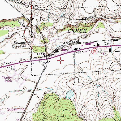 Topographic Map of Arcade Post Office, NY