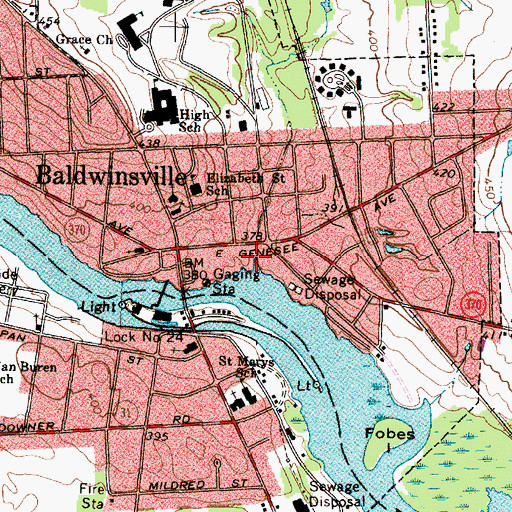 Topographic Map of Baldwinsville Post Office, NY