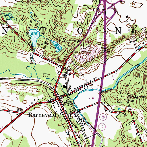 Topographic Map of Barneveld Post Office, NY