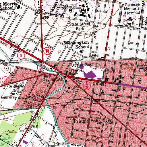 Topographic Map of Batavia Post Office, NY