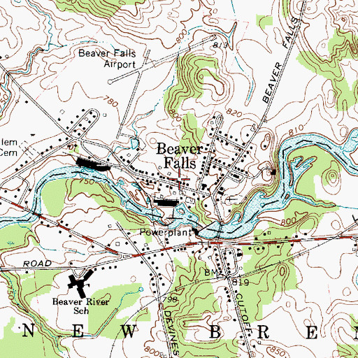 Topographic Map of Beaver Falls Post Office, NY