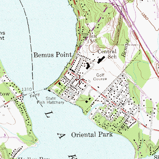 Topographic Map of Bemus Point Post Office, NY