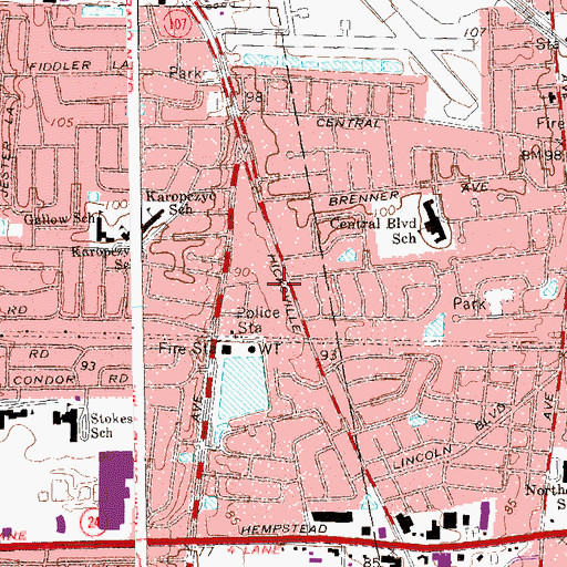 Topographic Map of Bethpage Post Office, NY