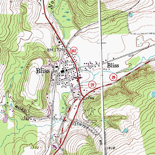 Topographic Map of Bliss Post Office, NY