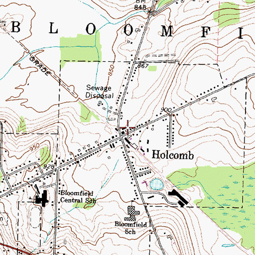 Topographic Map of Bloomfield Post Office, NY