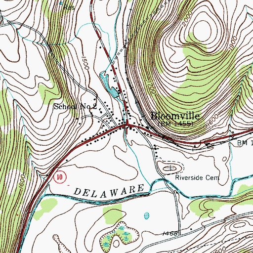 Topographic Map of Bloomville Post Office, NY
