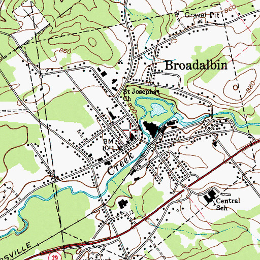 Topographic Map of Broadalbin Post Office, NY