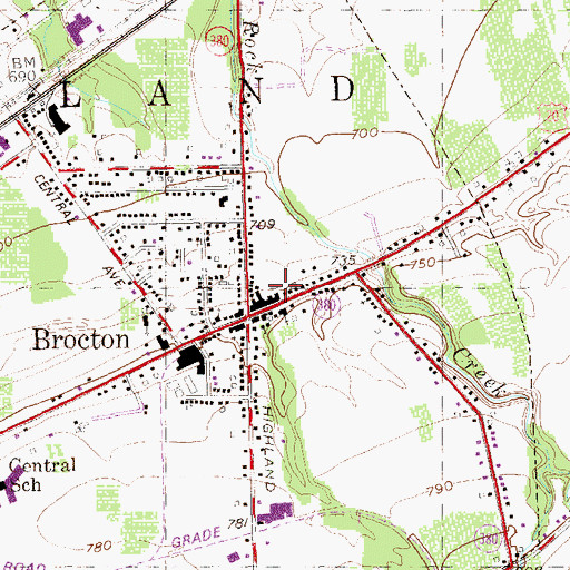 Topographic Map of Brocton Post Office, NY