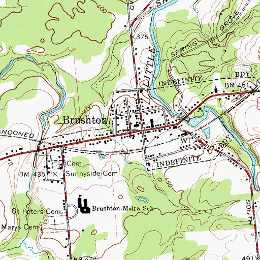 Topographic Map of Brushton Post Office, NY