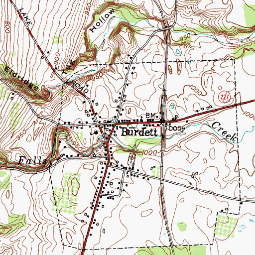 Topographic Map of Burdett Post Office, NY