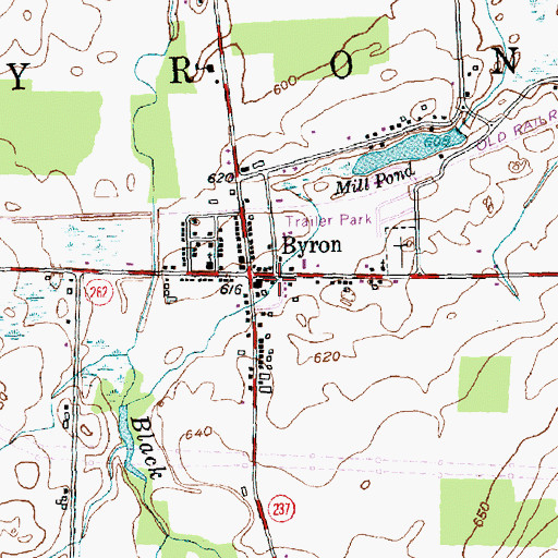 Topographic Map of Byron Post Office, NY