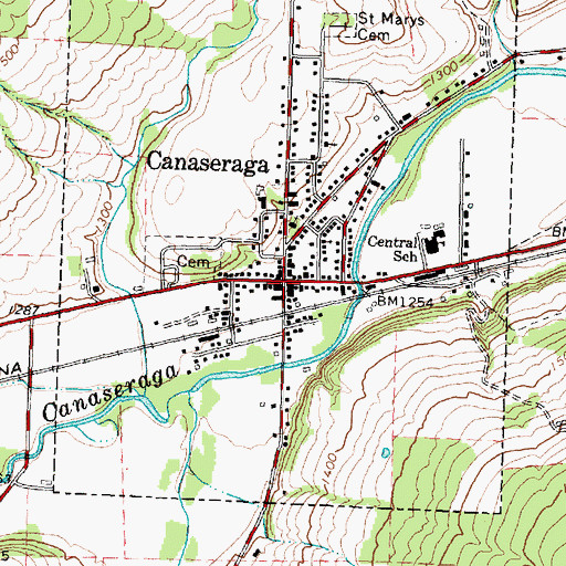 Topographic Map of Canaseraga Post Office, NY