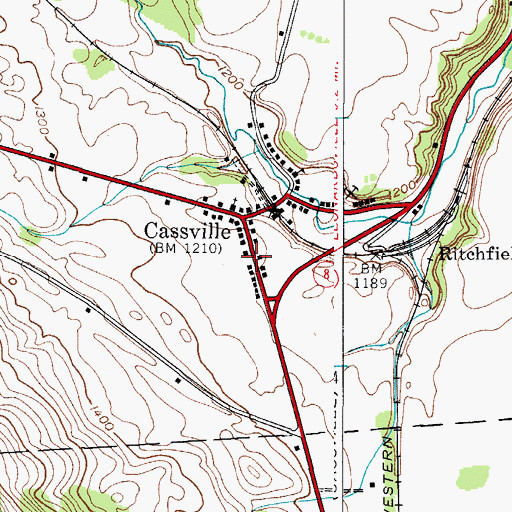 Topographic Map of Cassville Post Office, NY