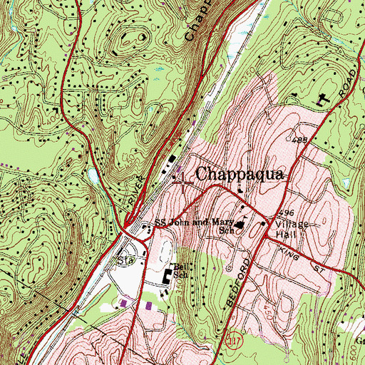Topographic Map of Chappaqua Post Office, NY