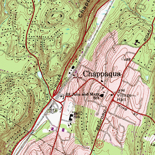 Topographic Map of Chappaqua Post Office, NY
