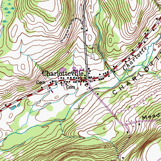 Topographic Map of Charlotteville Post Office, NY