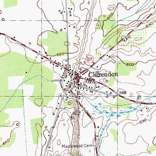 Topographic Map of Clarendon Post Office, NY