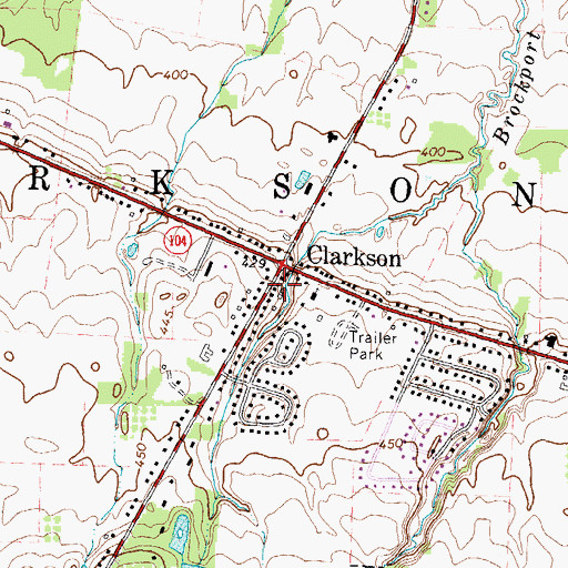 Topographic Map of Clarkson Post Office, NY