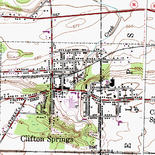 Topographic Map of Clifton Springs Post Office, NY
