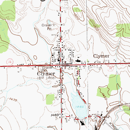 Topographic Map of Clymer Post Office, NY