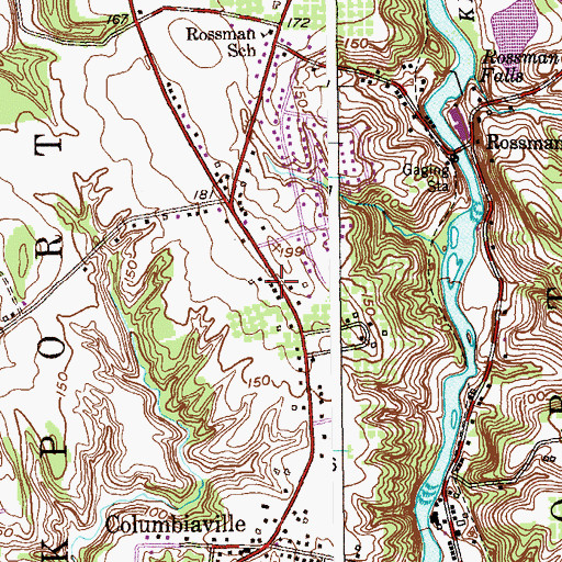 Topographic Map of Columbiaville Post Office, NY
