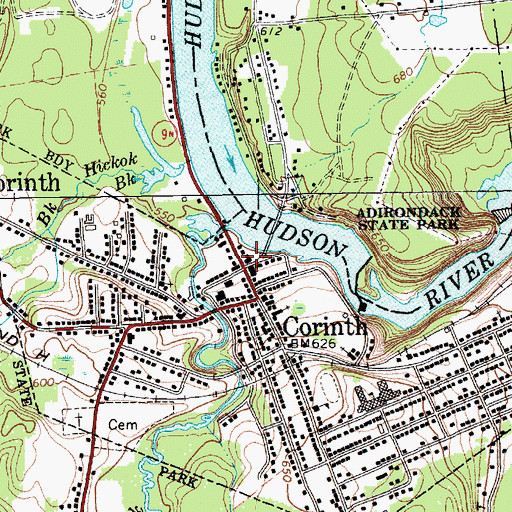 Topographic Map of Corinth Post Office, NY
