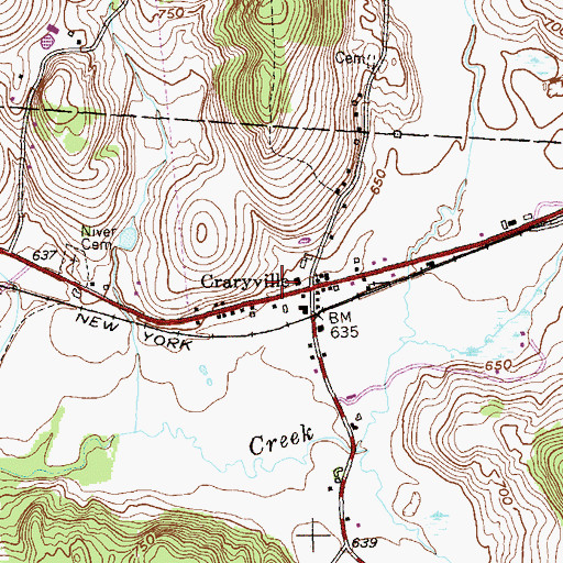 Topographic Map of Craryville Post Office, NY