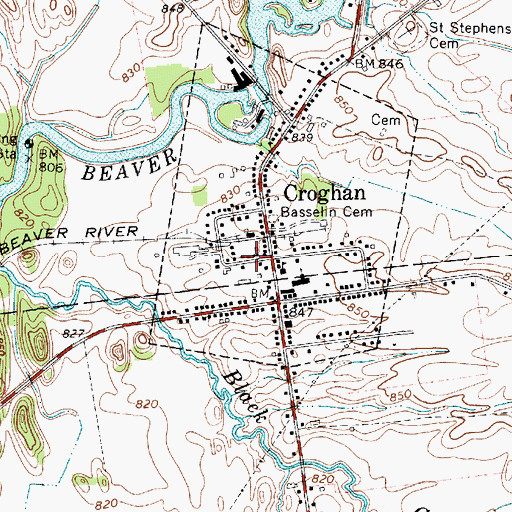 Topographic Map of Croghan Post Office, NY