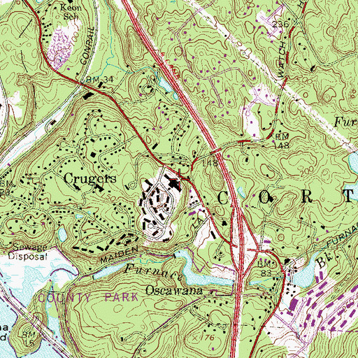 Topographic Map of Crugers Post Office, NY