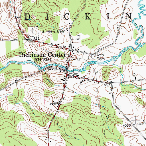 Topographic Map of Dickinson Center Post Office, NY