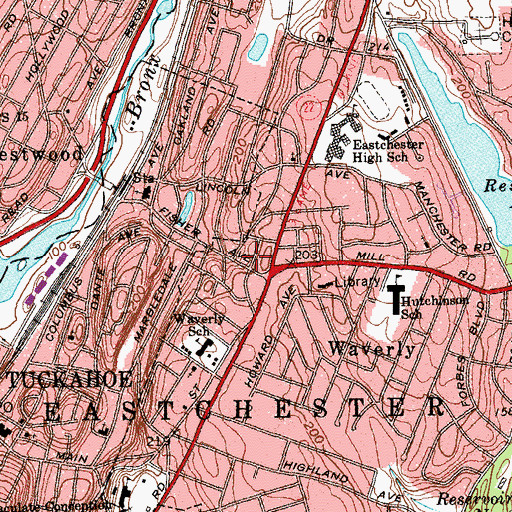 Topographic Map of Eastchester Post Office Finance Station, NY