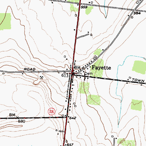 Topographic Map of Fayette Post Office, NY