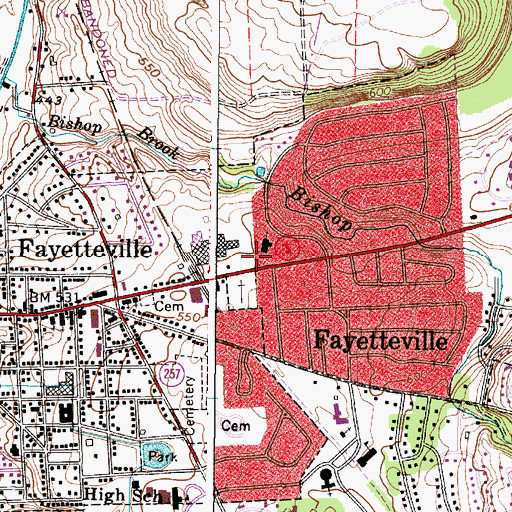 Topographic Map of Fayetteville Post Office, NY