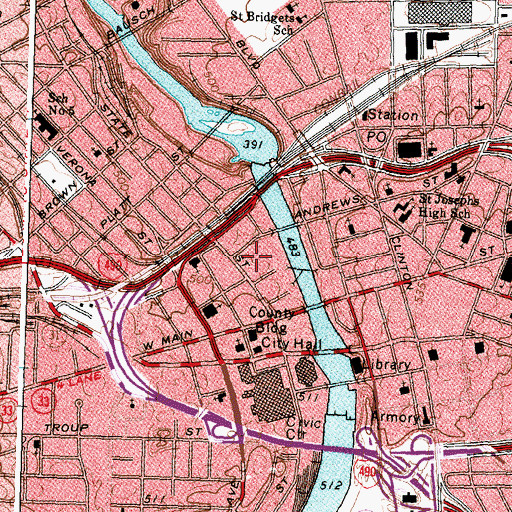 Topographic Map of Federal Post Office, NY