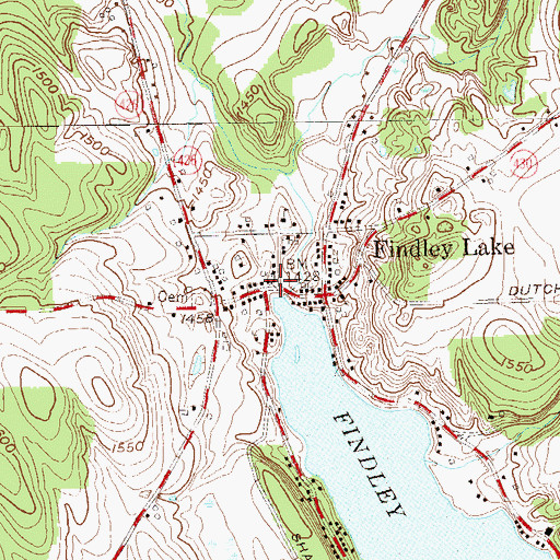 Topographic Map of Findley Lake Post Office, NY