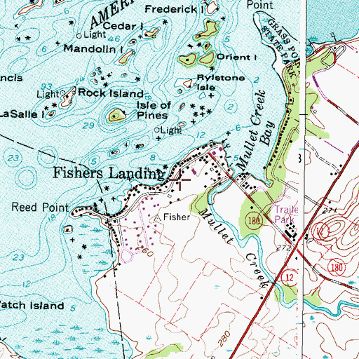 Topographic Map of Fishers Landing Post Office, NY