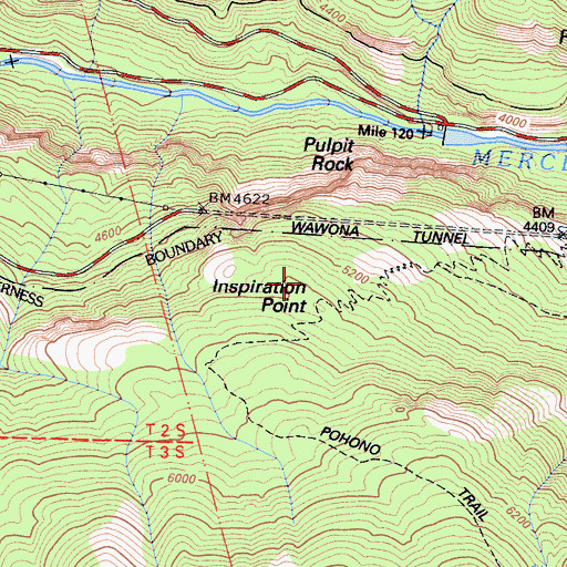 Topographic Map of Inspiration Point, CA