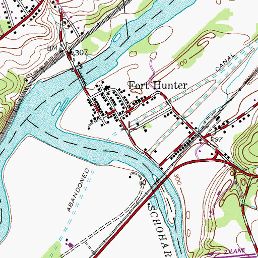 Topographic Map of Fort Hunter Post Office, NY