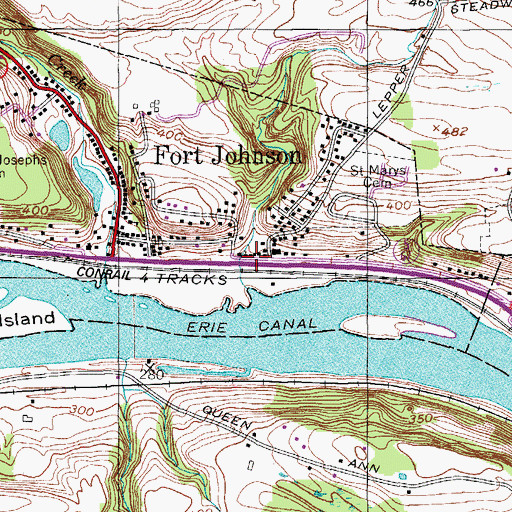 Topographic Map of Fort Johnson Post Office, NY