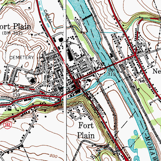 Topographic Map of Fort Plain Post Office, NY