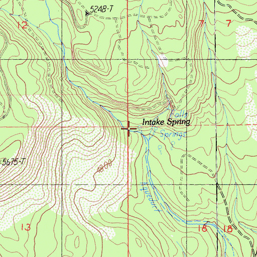 Topographic Map of Intake Spring, CA